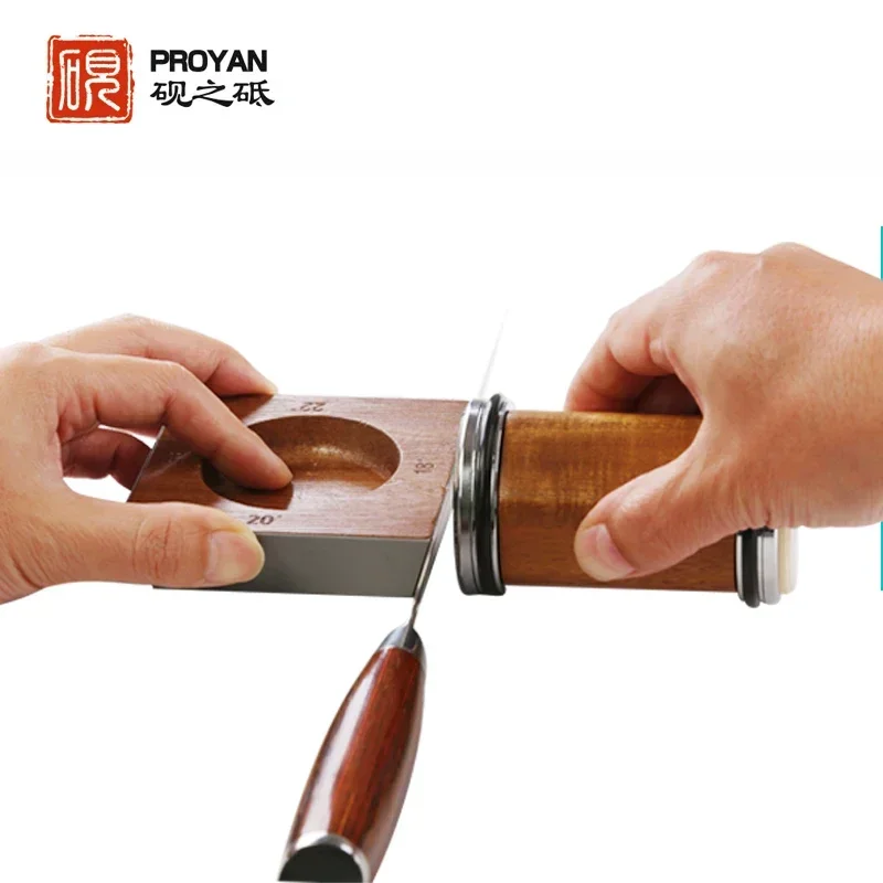 PROYAN Pierre à aiguiser professionnelle de type rouleau, aiguiseur de couteaux fixe, pierre à aiguiser diamantée en céramique, outil de bricolage pour le travail du bois, pierre à poncer