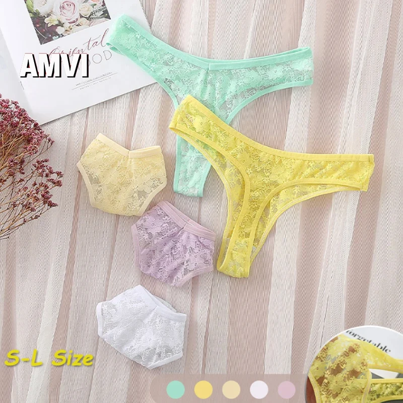 

Sexy Women's Lace Hollowed Out Panties, Cool And Breathable Thong Comfortable Low Waisted Underwear, Cute Tango Girl's Underwear