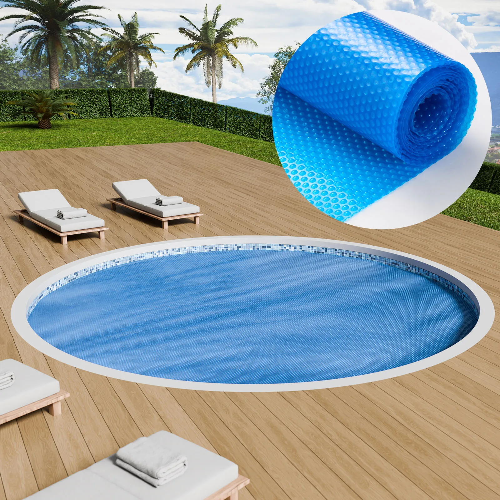 VEVOR Solar Pool Cover, Φ10 ft Round Solar Blanket for Pools, Inground Above Ground Swimming Pool Solar Cover 15 mil