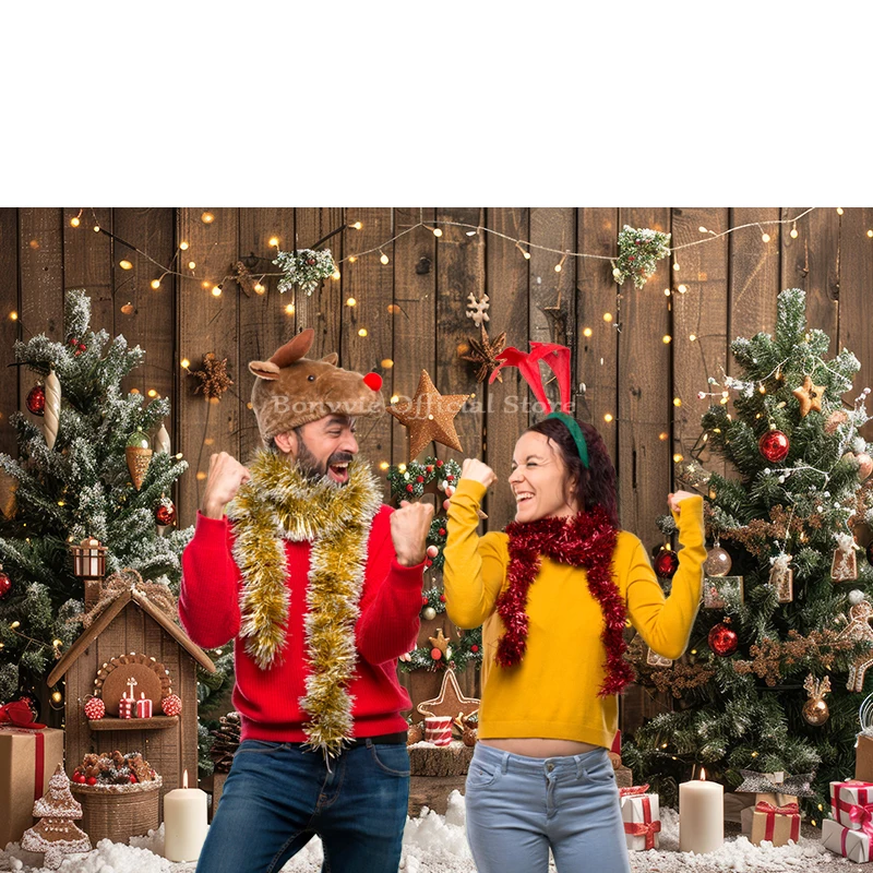 Christmas Photography Backdrop Winter Snowman Wood Board Merry Christmas Photography Background New Year Party Photo Studio