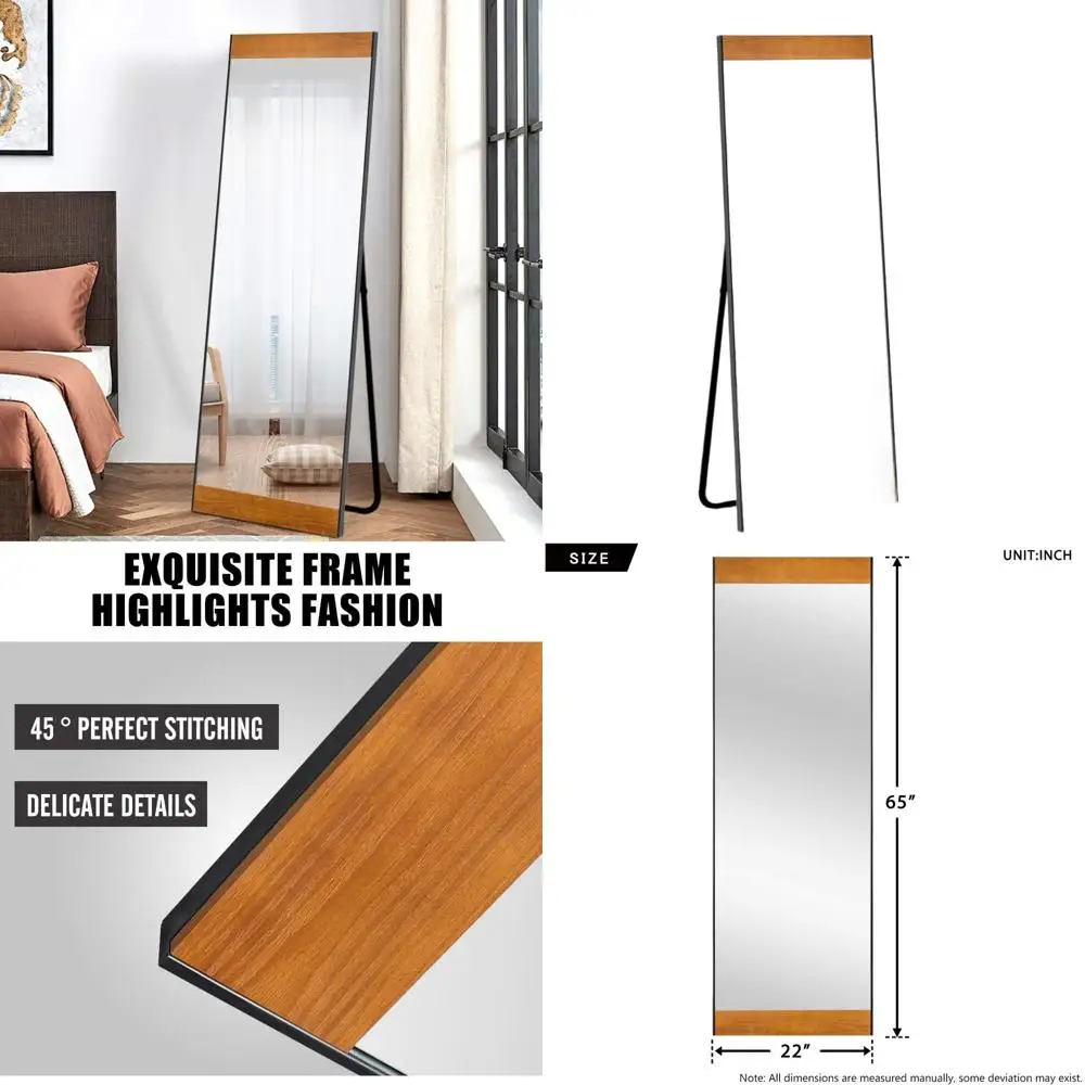 

Large 65x22 Rectangular Wall Mirror with Metal Frame and Pine Wood, Versatile for Bedroom Use