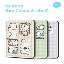 Twosheep 7-inch Case for Kobo Libra Colour and Kobo Libra2 TPU Shell Magnetic Flip Auto Sleep Wake Cover Cute style patterns