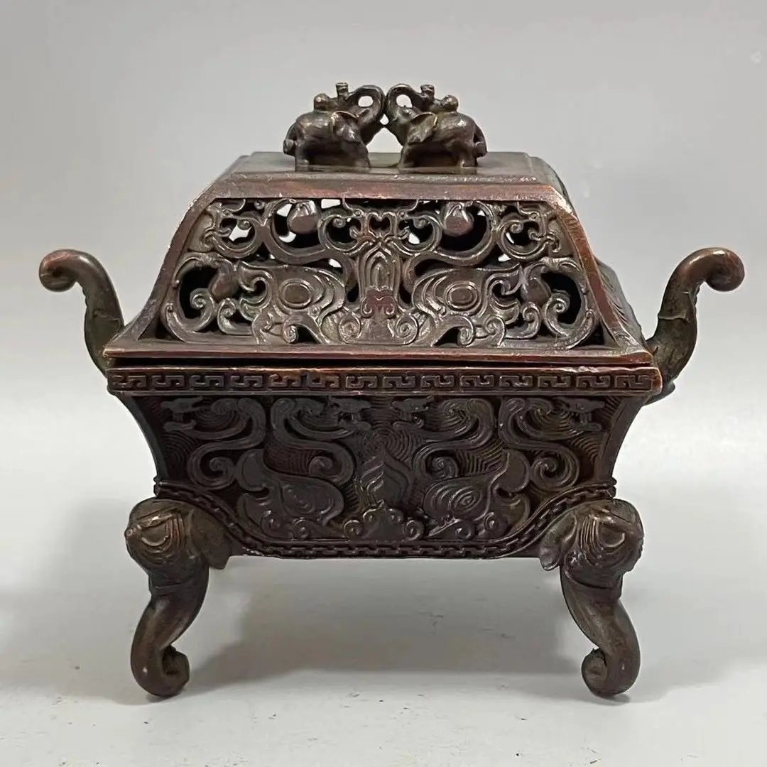 Retro elephant head with two ears and four legs Incense Burner Statue for Tea Home Decor Ornaments