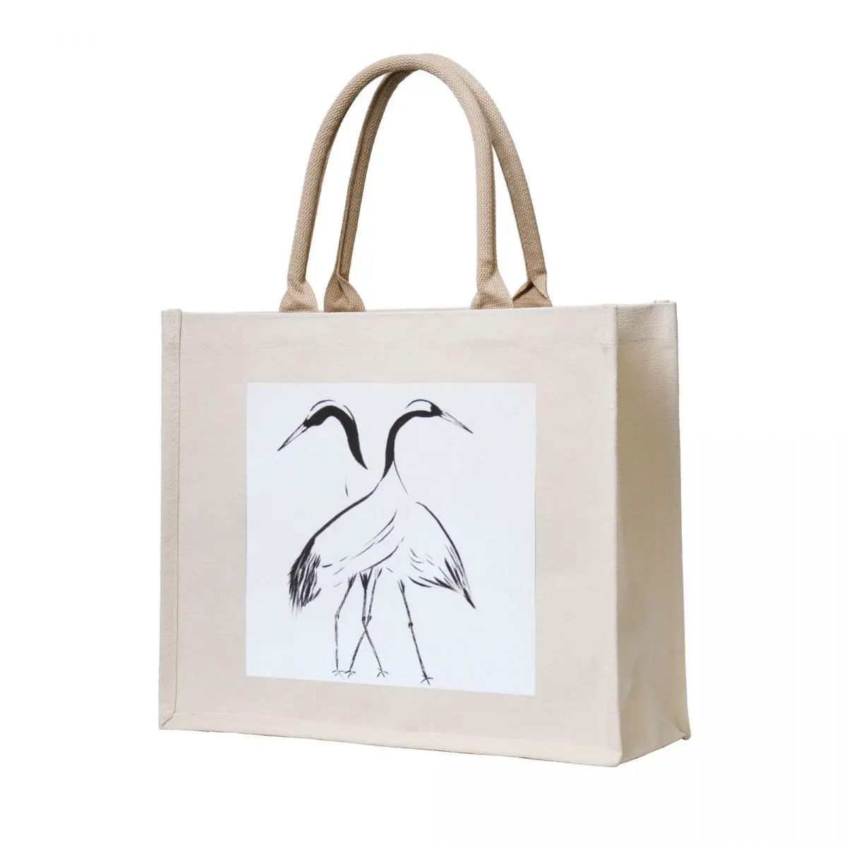 

Two Cranes in Black and White Birds of Japan Minimalist Zen Art Tote Bag tote bag screen canvas bags cute tote bag