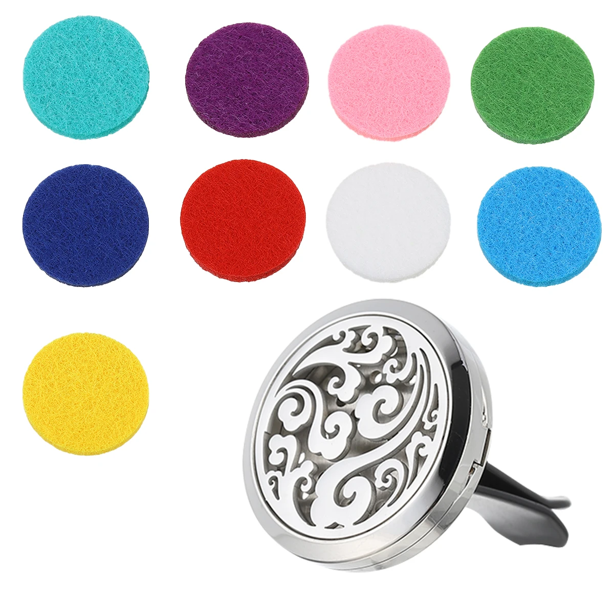 

Aromatherapy Diffuser Vent Freshener Stainless Steel Perfume Clip Car Decor Essential Oil Aromatherapy Car Air Freshener Vent