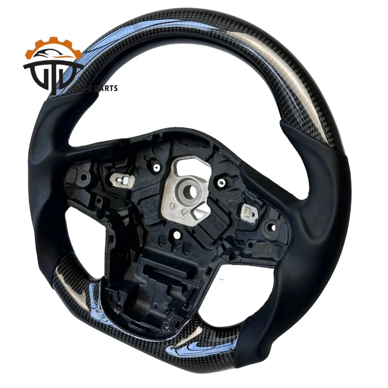 ForGlassy Black Carbon Fiber Steering Wheel D-shaped Flat-bottom