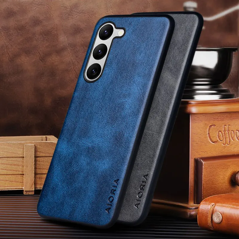 Case for Samsung Galaxy S21 S22 S23 S24 Ultra Plus FE funda Thin Slim Shockproof Matte Leather cover for galaxy s24 ultra case