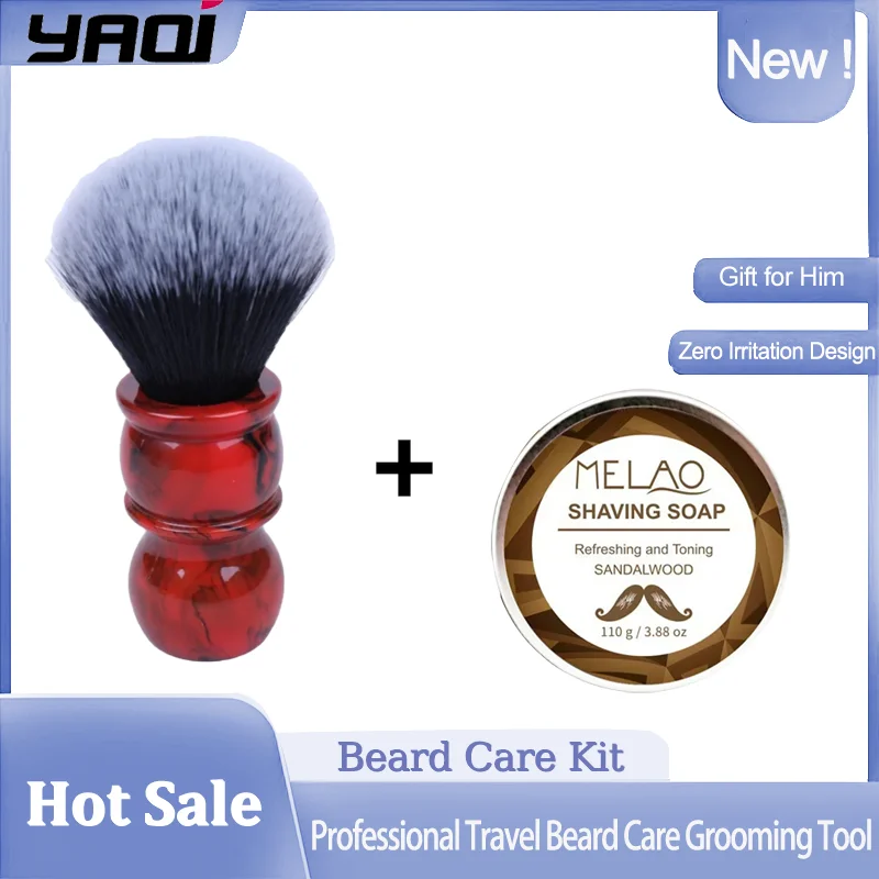 

YAQI Retro Red 26mm Red Marble Tuxedo Men's Shaving Brush - Portable Travel Wet Shaving Tool for Superior Face Care