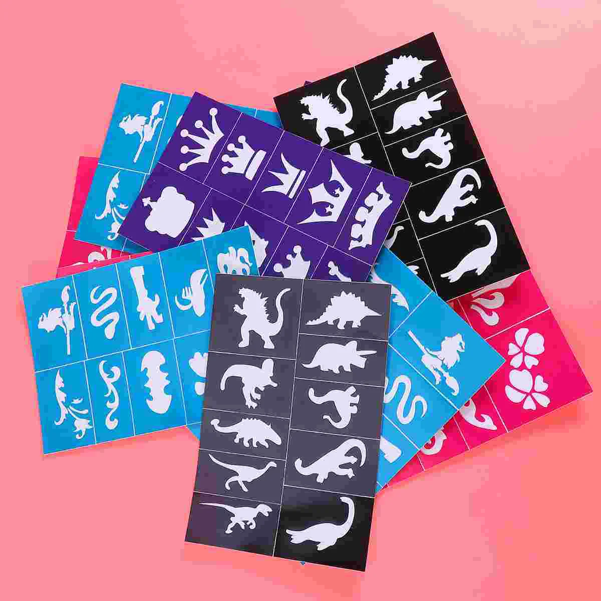 10 Pcs Airbrush Stencils Temporary Tattoos For Kids Painted Fake Sticker Glitter