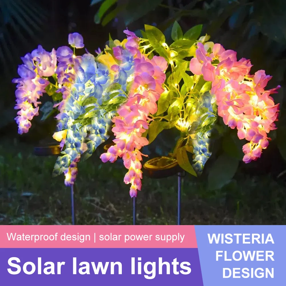 

LED Solar Wisteria Lawn Light Waterproof Artificial Solar Charging Flower Light Outdoor Landscape Lamp for Garden Courtyard