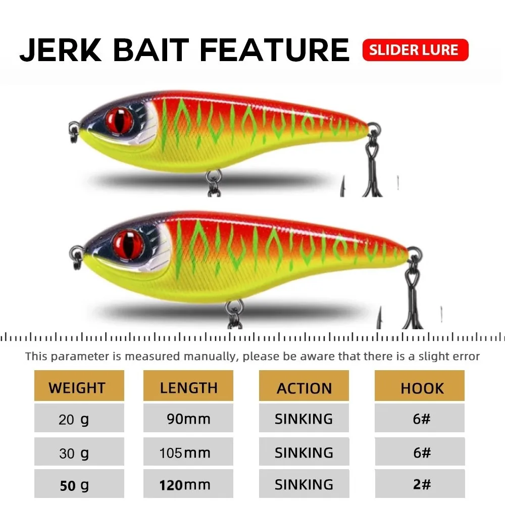 TSUYOKI Musky Jerkbaits Slow Sinking Slider Lures 90mm/105mm Loud Sound Crankbaits Westin Lure Jerkbait Fishing for Pike Walleye