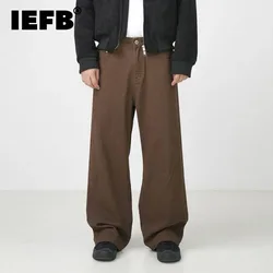 IEFB Simple Men's Denim Pants Solid Color Casual Straight Trousers Wide Leg Loose Male Bottom Streetwear New Autumn Trend 9C6917