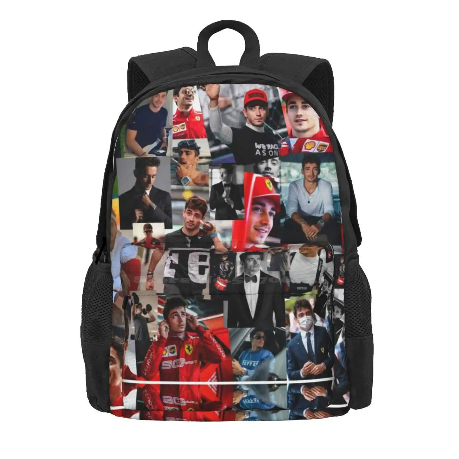 Charles Leclerc Monacan Motorsports Racing Driver Collage Hot Sale Schoolbag Backpack Fashion Bags Charles Leclerc 16 16