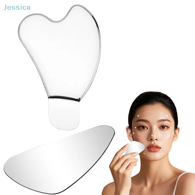 ♥ أداة إزالة الرؤوس السوداء من المعدن الفضي غوا شا، أداة تدليك غواشا من الفولاذ المقاوم للصدأ، ملعقة تنظيف عميقة للوجه #1