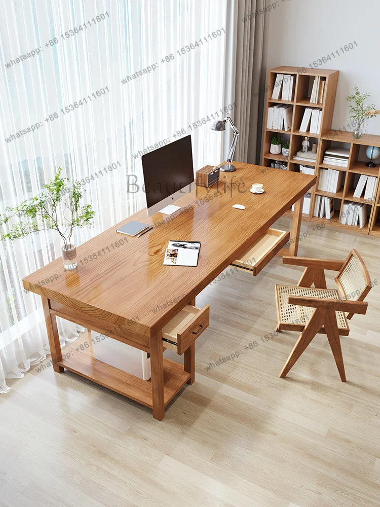 2025 new solid wood computer desk, study desk