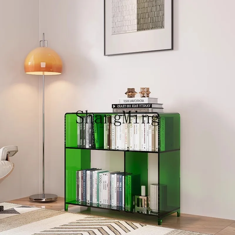 

SM acrylic multi-layer shelves, small apartment, sofa side few bookshelves, living room very narrow side cabinet