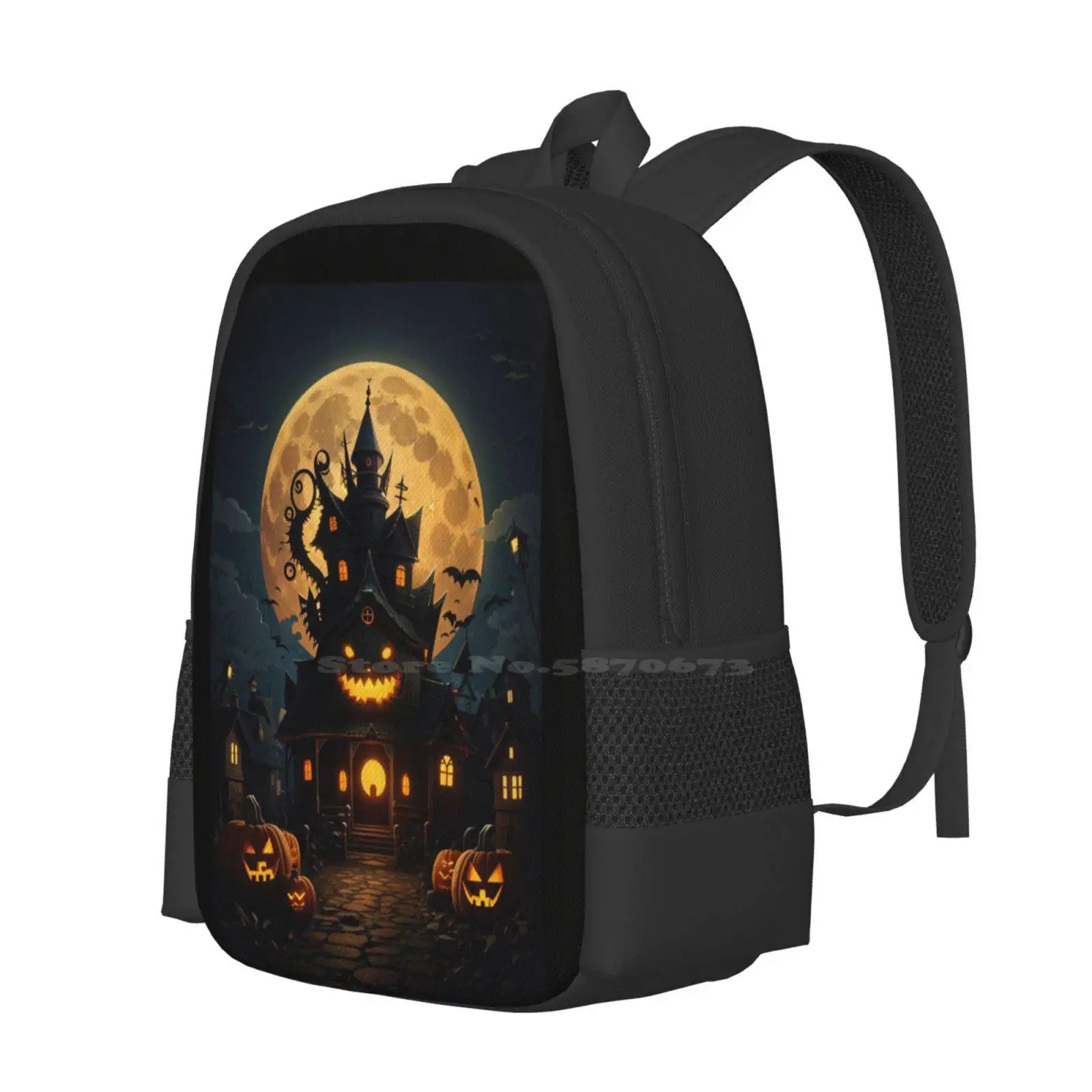 Anime Haunted House Hot Sale Schoolbag Backpack Fashion Bags Anime Haunted House Scary House Horror House Holloween Halloween