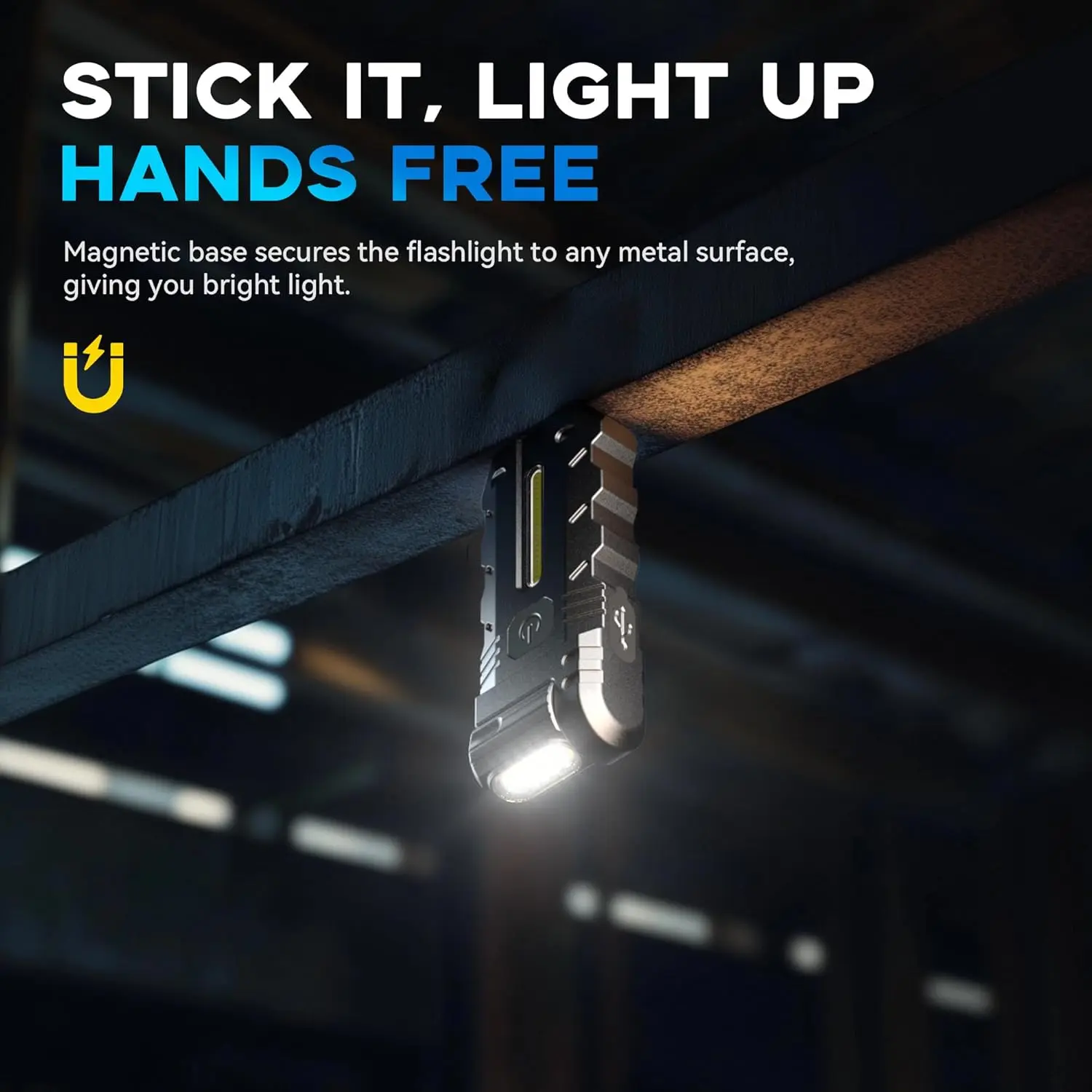 مصباح يدوي صغير قابل لإعادة الشحن، شعلة مغناطيسية مدمجة مقاومة للماء، مصباح LED USB للتخييم والتنزه وإصلاح السيارات والصيد الليلي #4