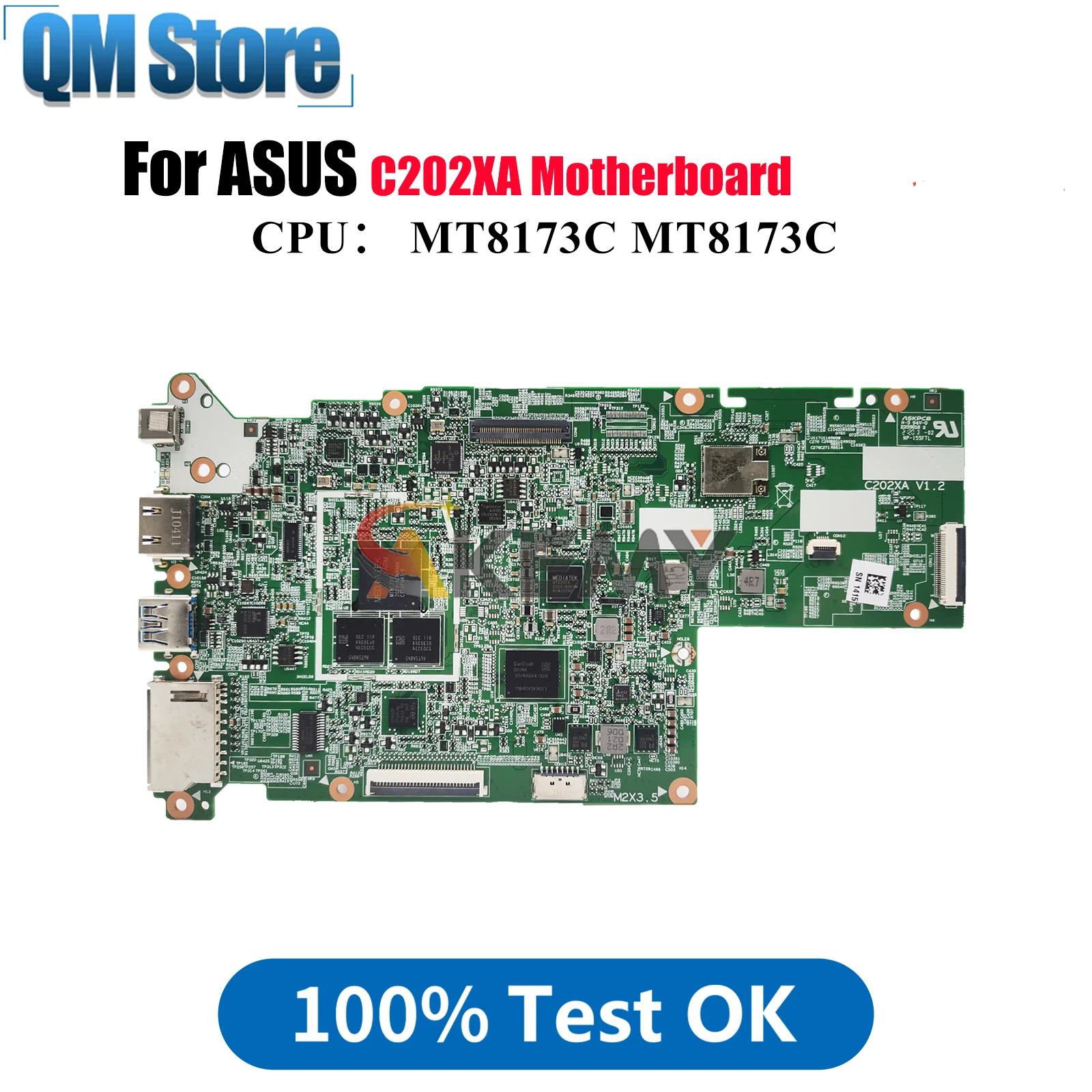 

C202XA Laptop Motherboard For ASUS Chromebook C202X C202XA Notebook Mainboard With MT8173C 100% tests OK fast shipping stk