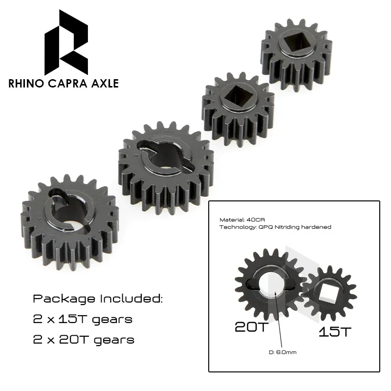 RhinoRC – jeu complet d'essieux de portail en métal, pour voiture sur chenilles axiale 1/10 RC SCX10