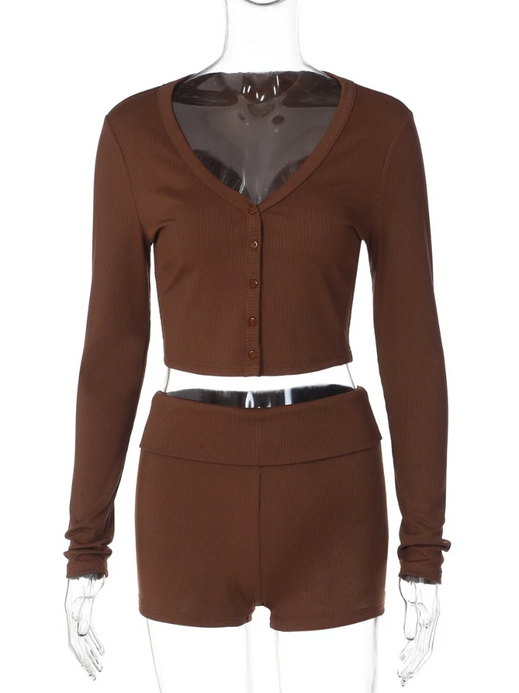 Tossy عادية 2 قطعة مجموعة السراويل للنساء الصلبة مثير المرقعة الخامس الرقبة المحاصيل الأعلى و عالية الخصر سليم السراويل مجموعات ملابس الإناث