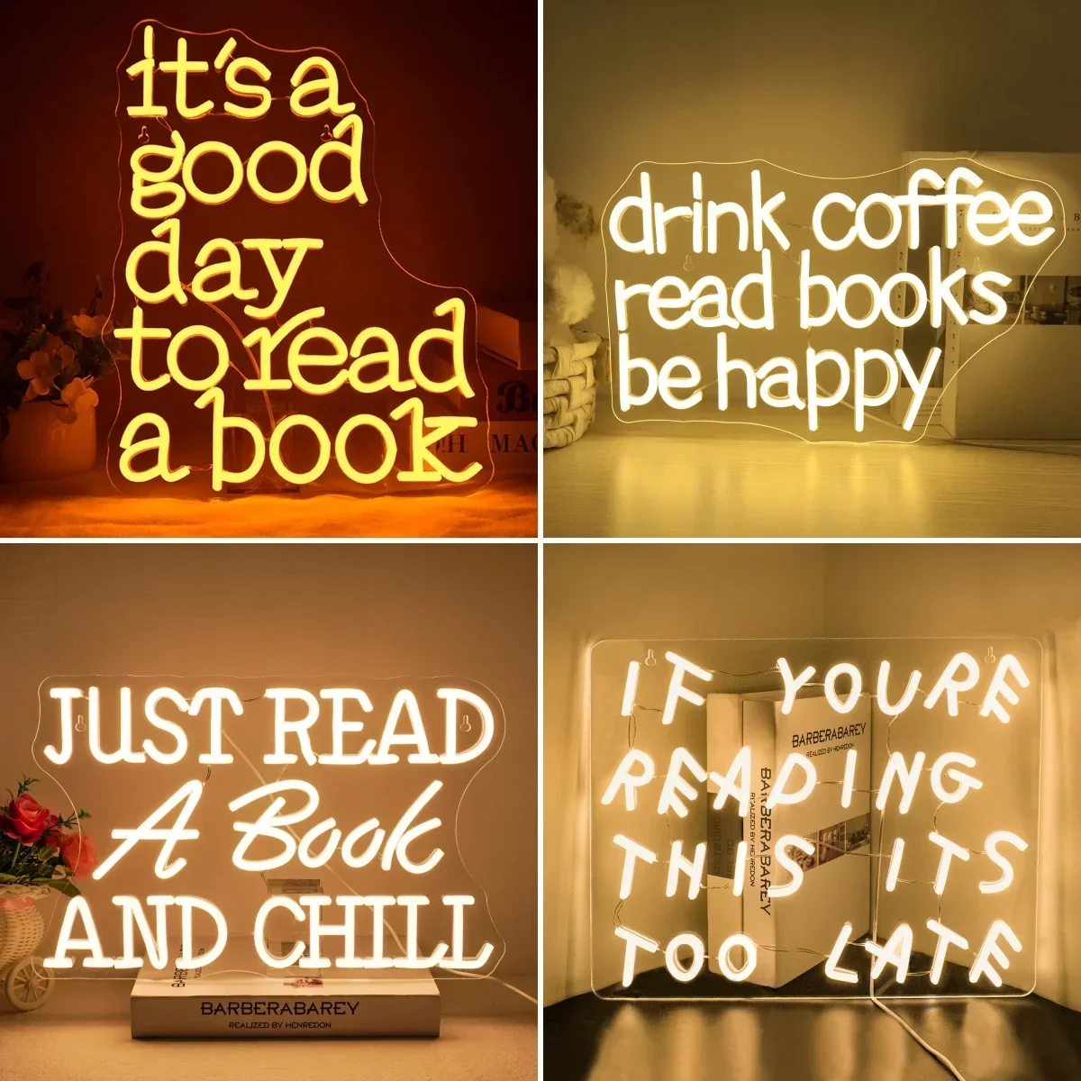 

Read Books LED Neon Signs Lights Letter Wall Light Up Sign Room Decoration For Bedroom Library Study Reading Club Dimmable Lamp