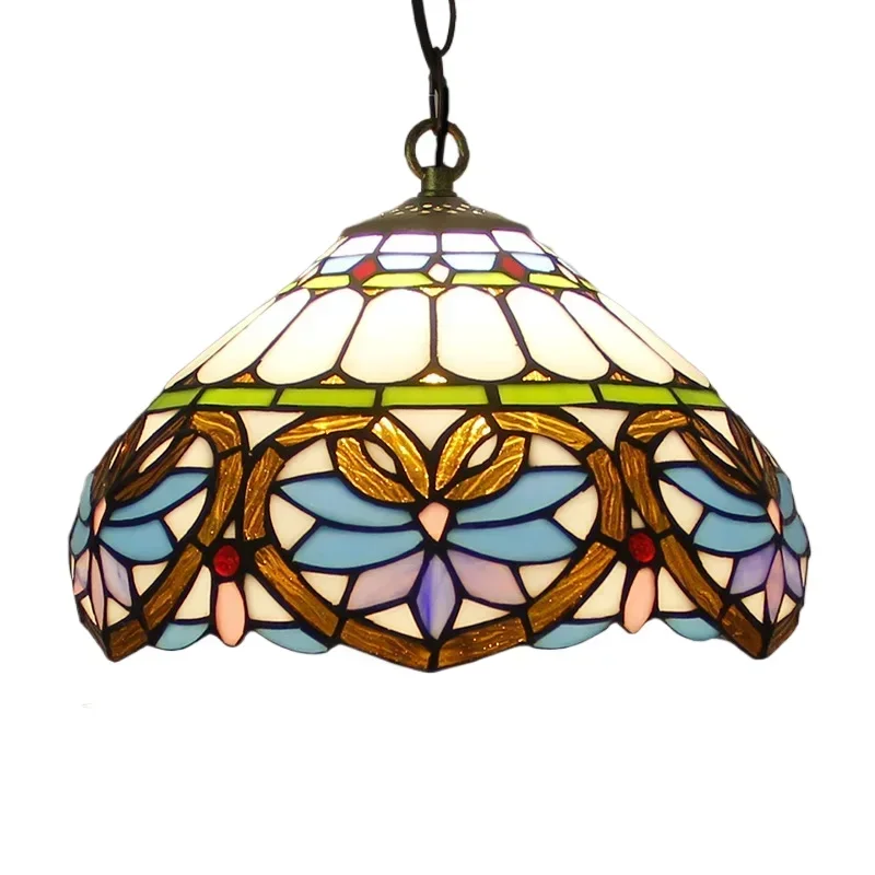 

Luxury European Retro Chandelier Living Room Pendant Light Dining Room Cafe Bar Tiffany Stained Glass Baroque Art Bar Lamp