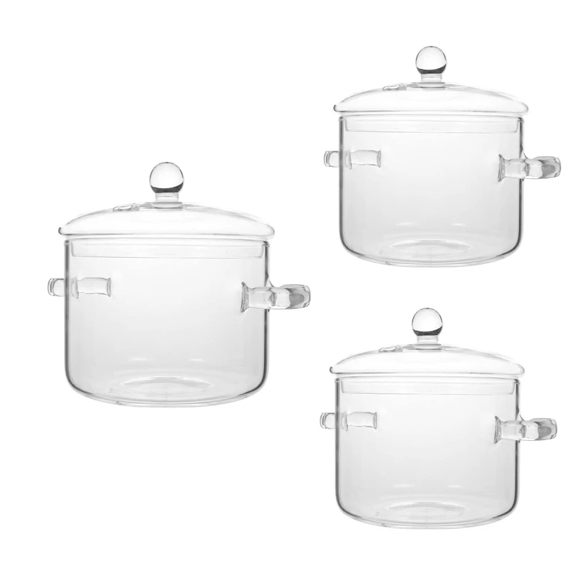 Glass Saucepan With Cover,Stovetop Cooking Pot With Lid And Handle Simmer Pot Clear Soup Pot High Borosilicate