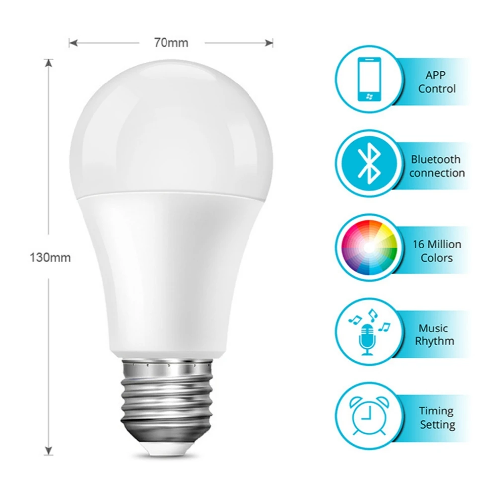 Inteligente RGB Lâmpada LED, Wi-Fi, Bluetooth, Controle Remoto, Cor RGB, Infinitamente Regulável, Alexa, Controle Google APP