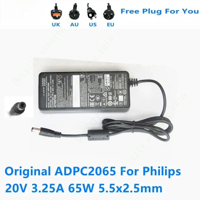 Original adpc2065 65W 20V 3.25a AC adapter for AOC Philips 278e1 272m7c 279x6q 276e8v 278m6f 65W monitor power supply charger