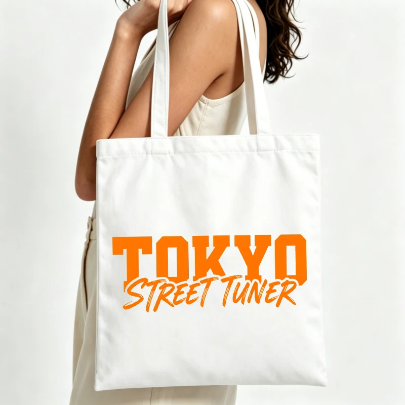 letter print canvas tote bag, streetwear style for daily shopping and casual outings