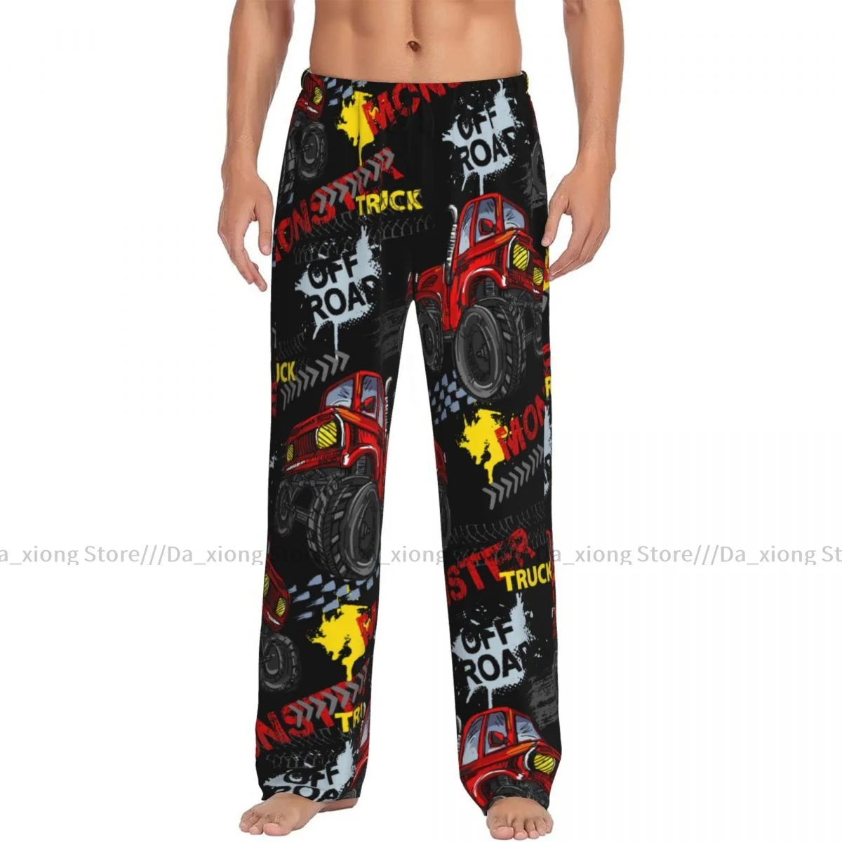 Abstract Monster Truck Car Trace Of Tire Mens Pajamas Pyjamas Pants Lounge Pants Sleep Bottoms