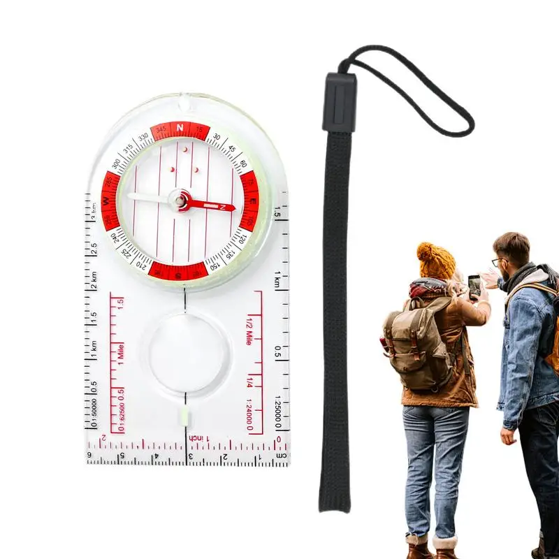 Compass Map Ruler Accurate Compass Map Ruler With Magnifying Glass Glow In The Dark Survival Tool Outdoor Gear With Lanyard For