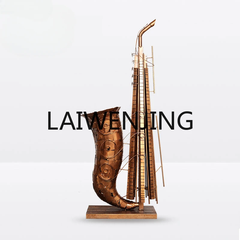 Saxophone Iron Abstract Sculpture Art Hotel Lobby Hall Soft Decoration Creative Floor Big Decorations Musical Instrument