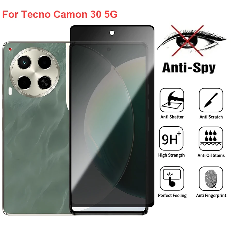 Tempered Glass For Tecno Camon 30 5G CL7 Anti Spy Privacy Screen Protector Compatible For Tecno Camon30 5G Phone Film