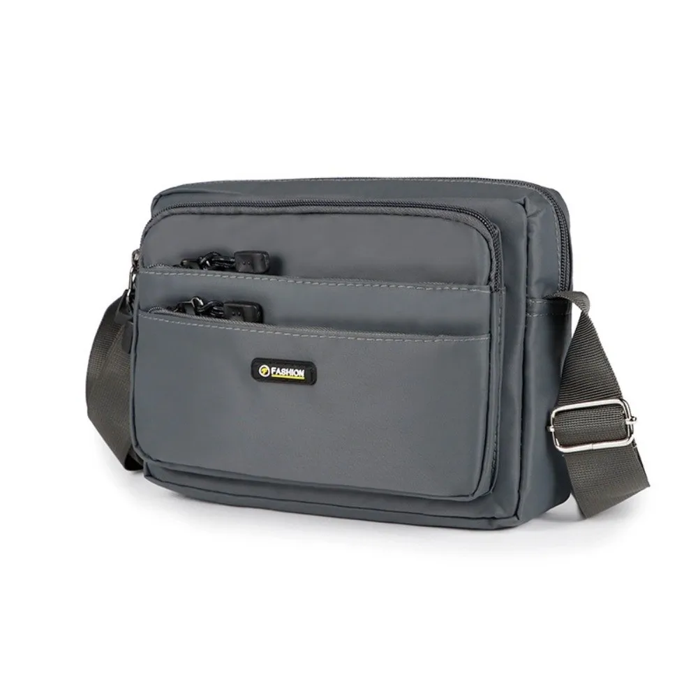 

Solid Color Men Crossbody Bag Large Capacity Lightweight Business Shoulder Bag Multi-pockets Waterproof Small Square Bag