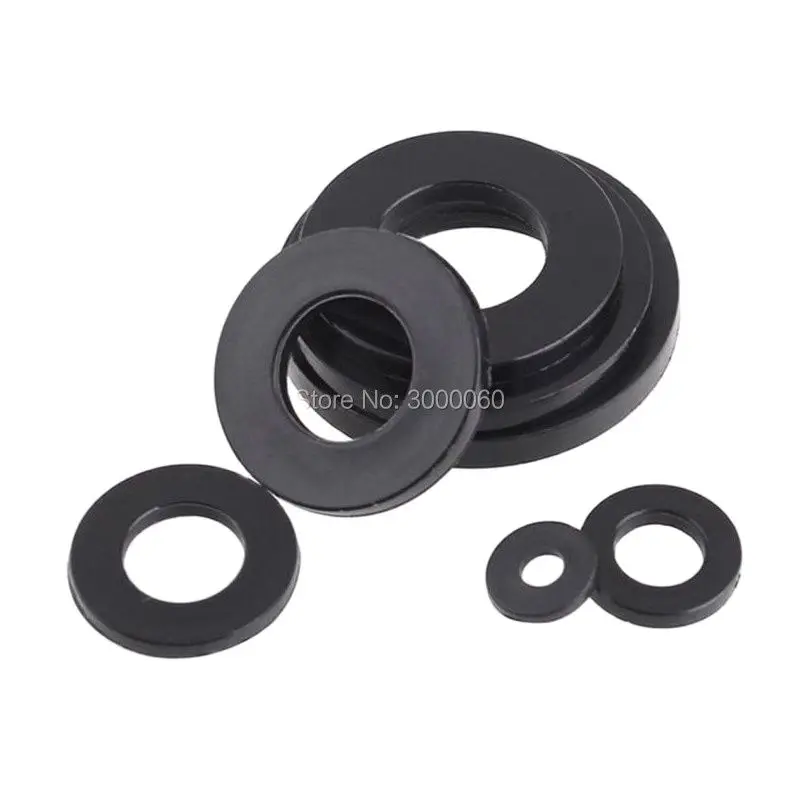 1000pcs M6x12mmx1.5mm Black Nylon Flat Washers Gaskets - Standard Size for Packaging And Sealing Applications