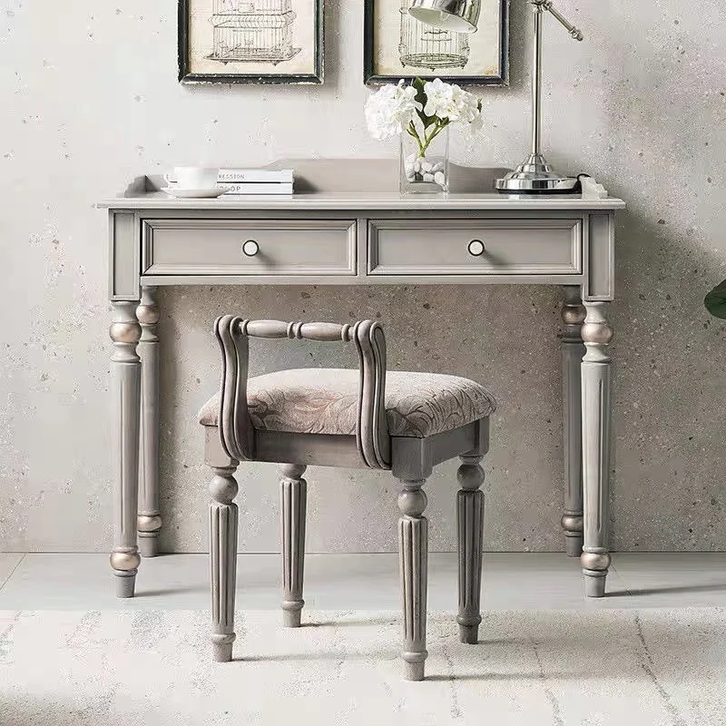 

American desk European light luxury modern solid wood computer table small bedroom study table French makeup table dresser
