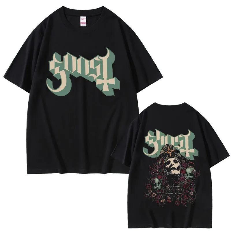 

Limited Rock Band Ghost Print Tshirt Male Vintage Oversized Streetwear Men Women Vintage Gothic Punk Metal Short Sleeve T-shirt