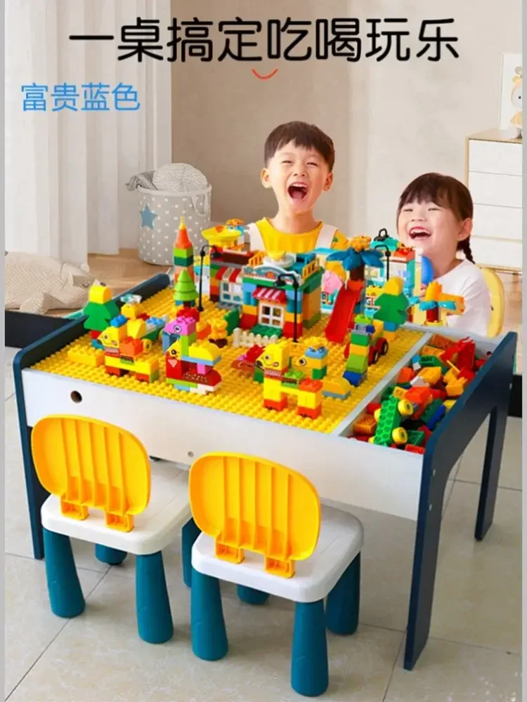 Popular toy building block table log shopping mall same space sand table children's block