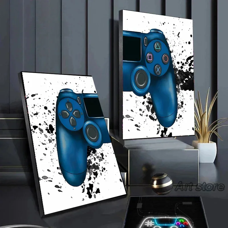 Minimalist Gamepad Controller Canvas Poster Modern Gaming Room Wall Art Print for Gamer Bedroom Home Decoration