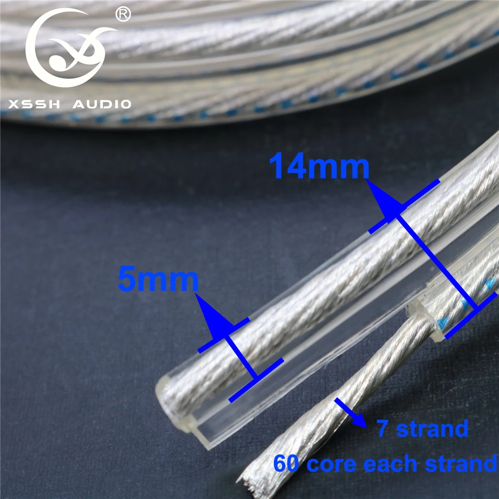 YIVO XSSH ODM DIY Silver Plated OFC Pure Copper Speaker, Cable White Partial Flat 2×4MM Audio Video Bulk Wire Cord for Monitor