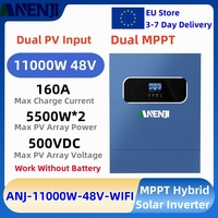 Solar 11000w Hybrid Inverter 48V 220v On Off Grid Inversor Pure Sine Wave Built Dual MPPT 160A Solar Charge Controller With WiFi