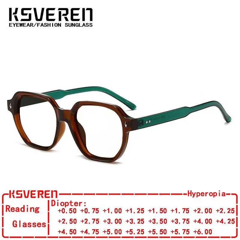 

KSVEREN Women Oval Vintage Anti Blue Reading Glasses Fashion Presbyopic Eyewear Prescription Glasses Optical Frame Glasses