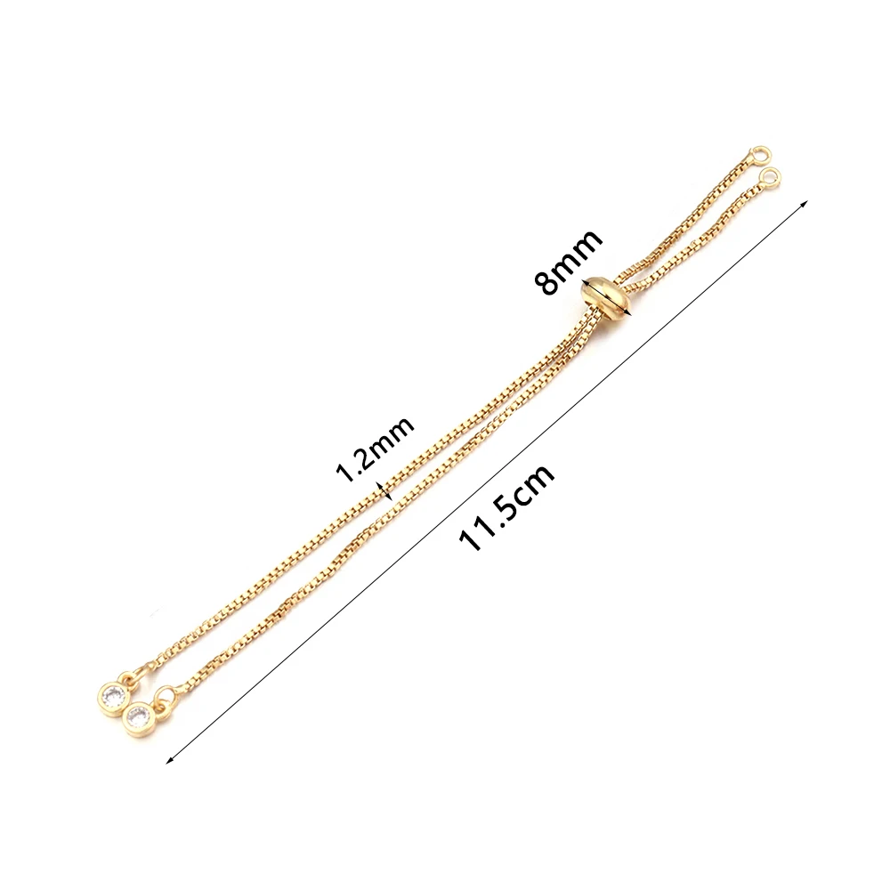 2pcs Copper Plated Adjustable Bracelet Extender Chains With Silicone Beads For Jewelry Making DIY Necklace Bracelets Accessories