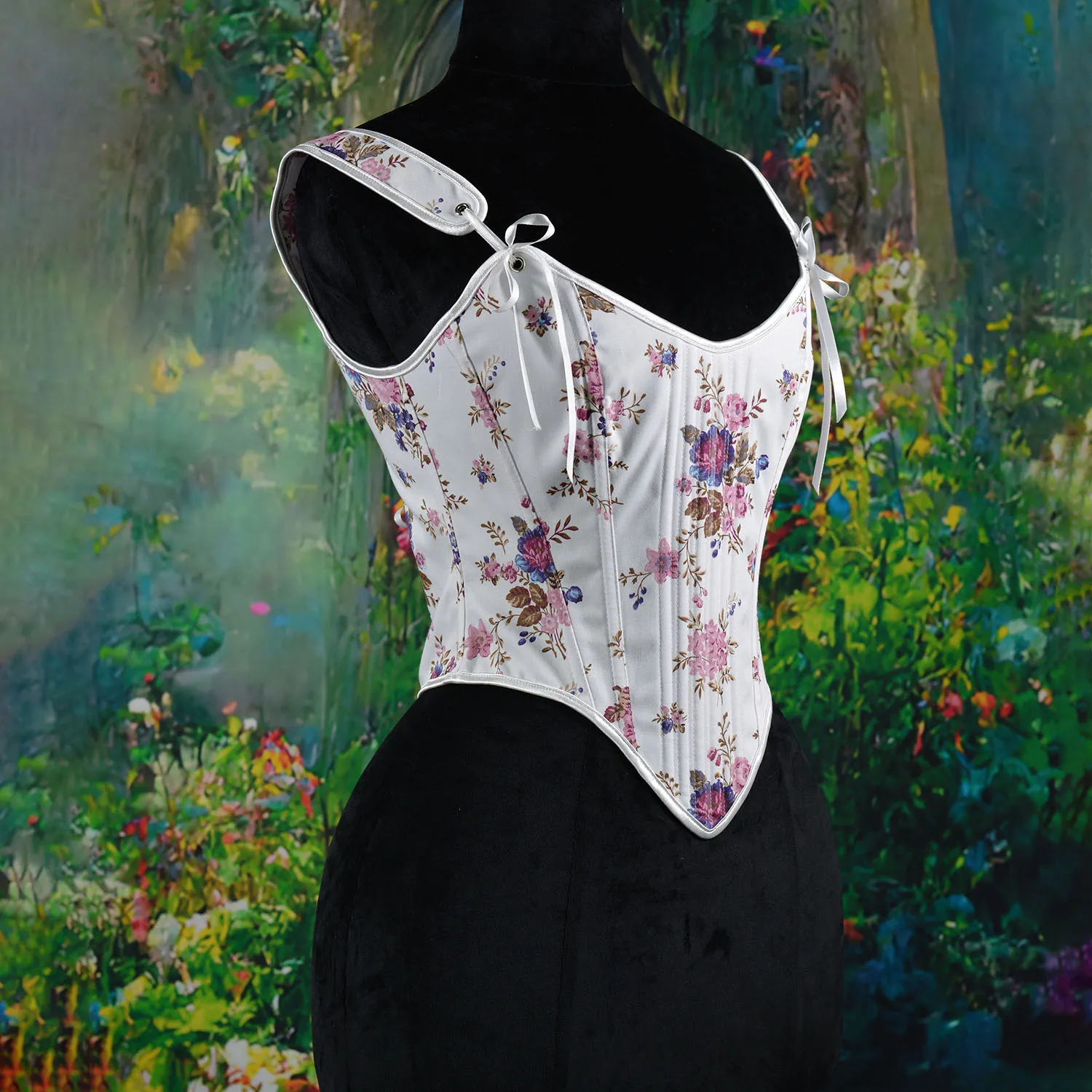 Women's Summer Vintage Floral Renaissance Corset Crop Vest Strap Boned Women