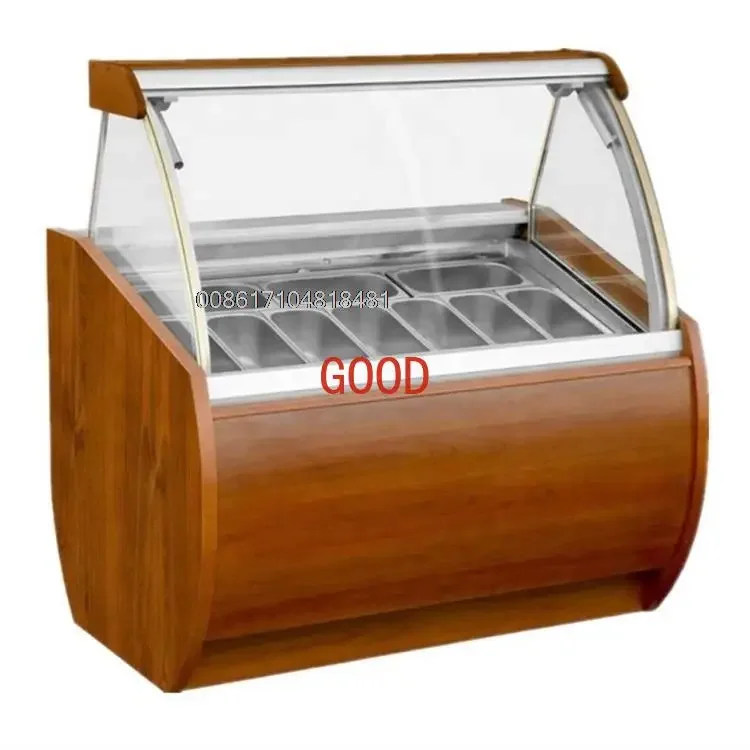 10 Pans Auto Defrosting Cheap Ice Cream Display Freezer Commercial Acrylic Display Fridge Showcase CFR BY SEA