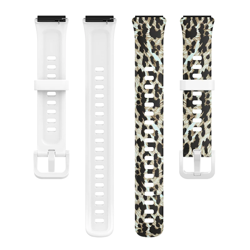 Pattern Printing Watch Strap for Huawei Band 7, Adjustable TPU Wrist Band Replacement Bracelet - Leopard Pattern