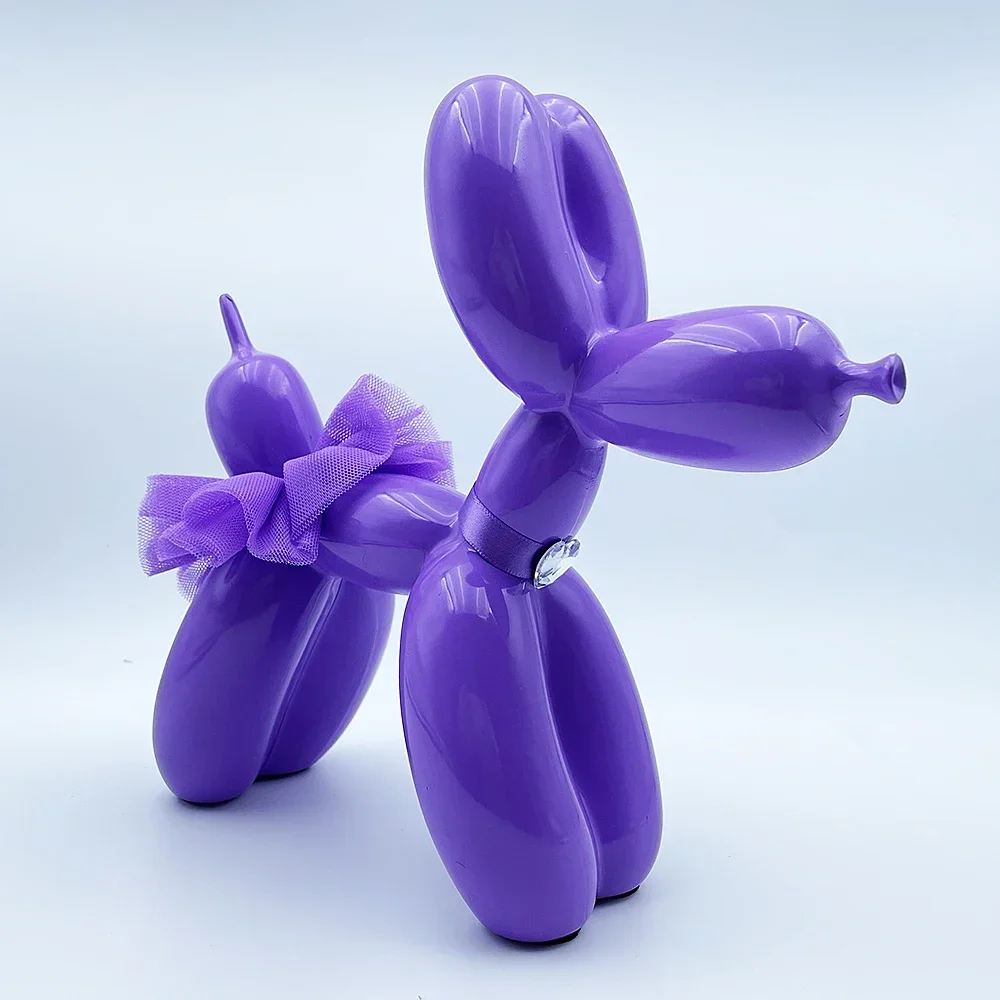 

Purple Balloon Dog Art Home Decor 10 Inch Cute Animal Fashion Sculptures Desk Decoration Neck with Diamond Valentine's Day Gift