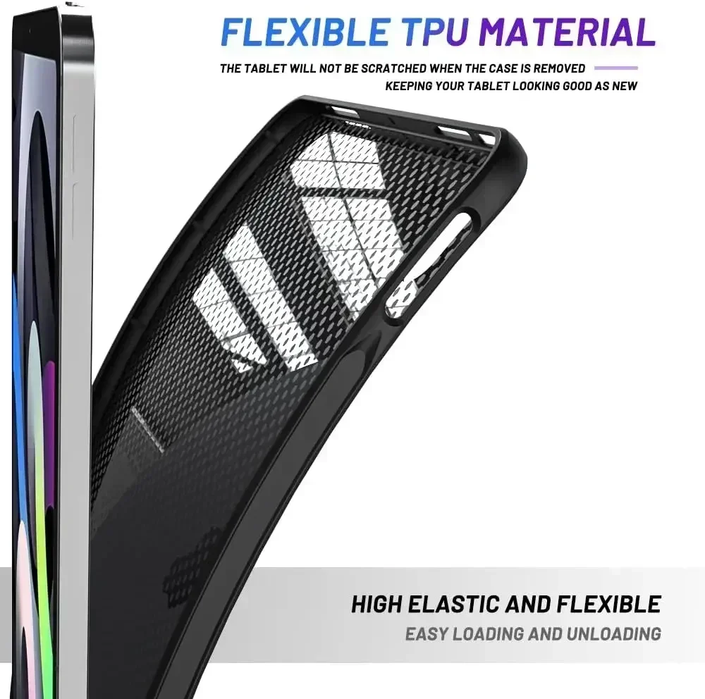 حافظة لوحية من السيليكون الناعم لجهاز iPad ، غطاء خلفي مرن ، غلاف أسود ، iPad Air 5 ، 4 ، Mini 2 ، 3 ، 4 ، 5 ، 6 ، 7 ، 8 ، 9 ، 10 جيل برو ، 11 "، من من